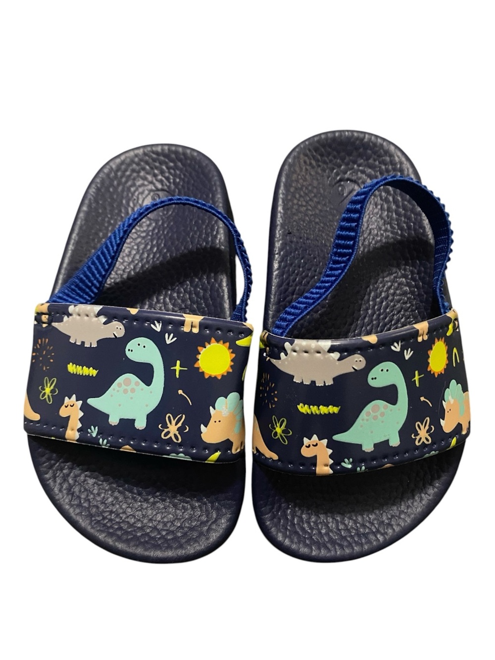 Source Unknown Navy Dinosaur Slide Sandals with Blue Strap
